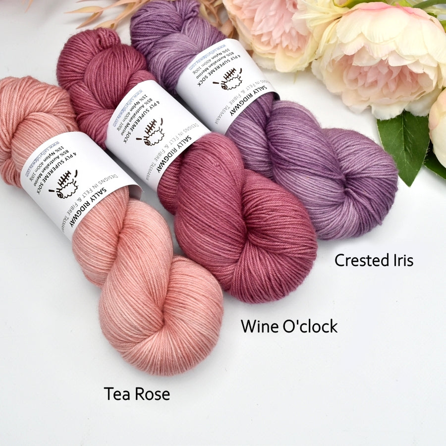 Wine O'clock Hand Dyed 4 ply Supreme Sock Yarn 13456| Sock Yarn | Sally Ridgway | Shop Wool, Felt and Fibre Online