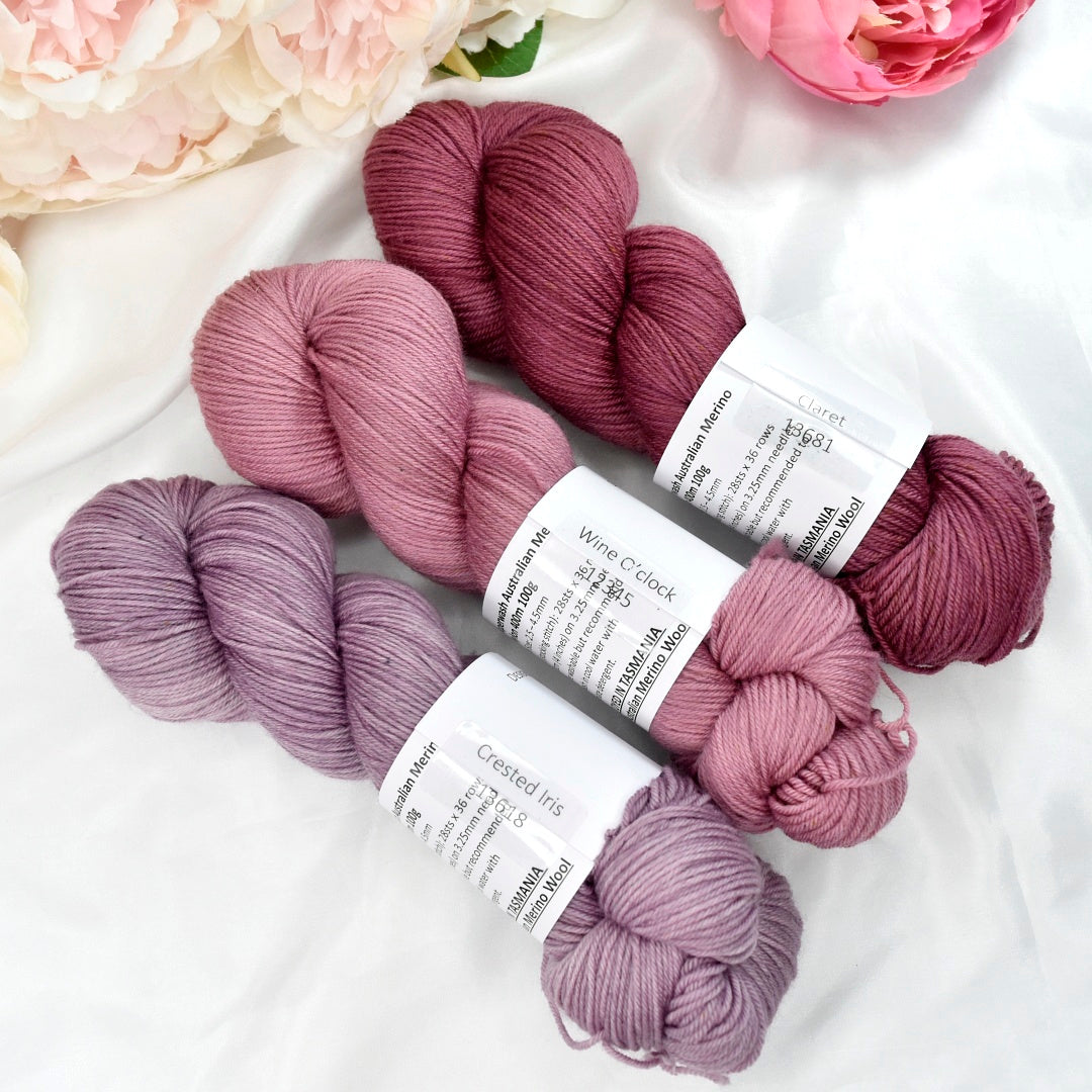 Wine O'clock Hand Dyed 4 ply Supreme Sock Yarn-Sock Yarn-2-Sally Ridgway Designs in Felt &amp; Fibre