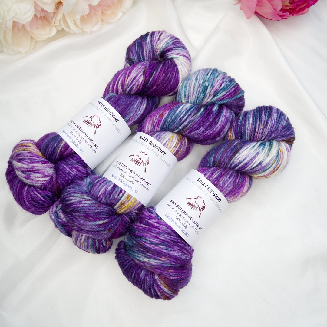 Witchery on 8 Ply Superwash 100% Merino Yarn| 8 Ply Superwash Merino Yarn | Sally Ridgway | Shop Wool, Felt and Fibre Online