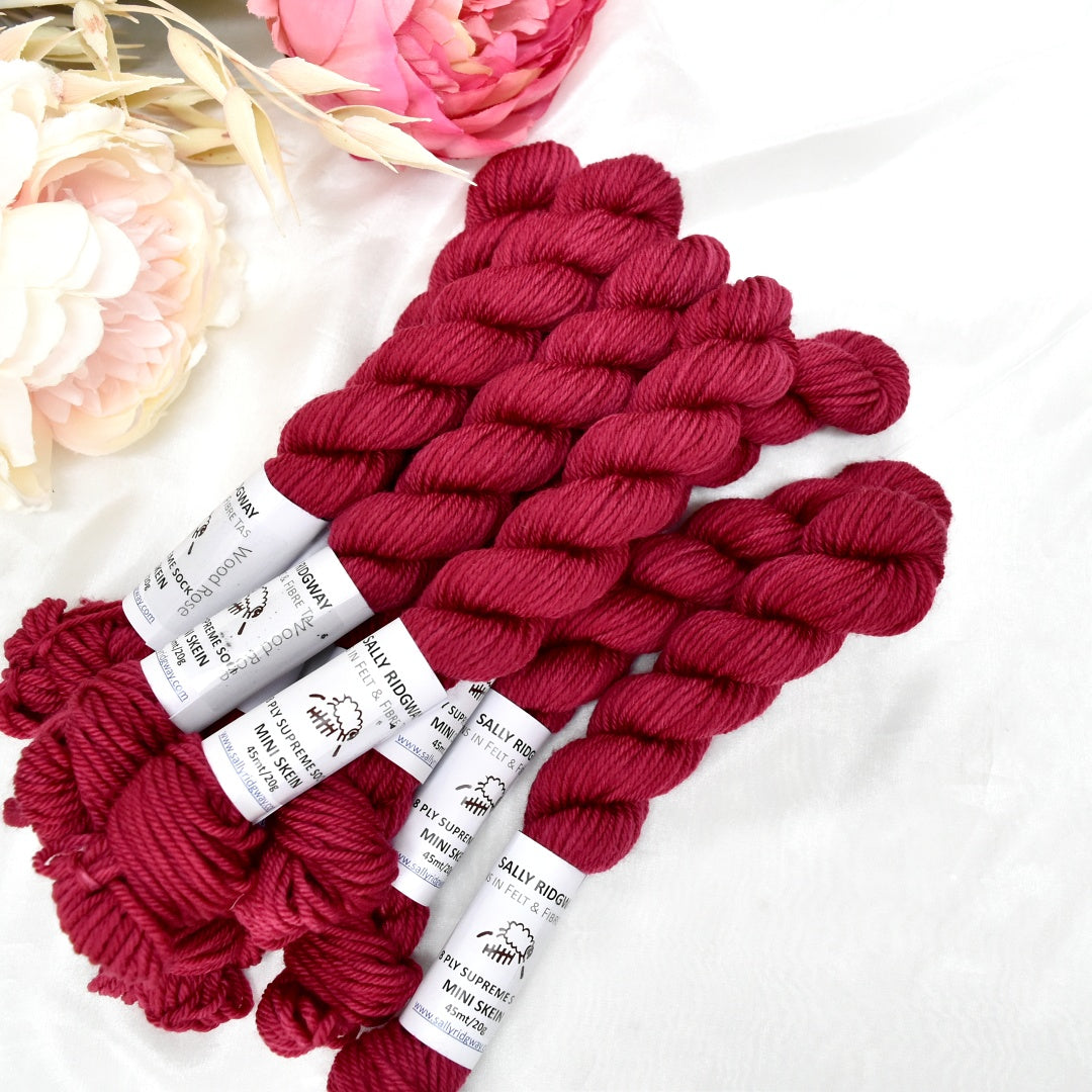 8 Ply Supreme Sock Mini Skein in Wood Rose| 8 Ply Mini Skeins | Sally Ridgway | Shop Wool, Felt and Fibre Online