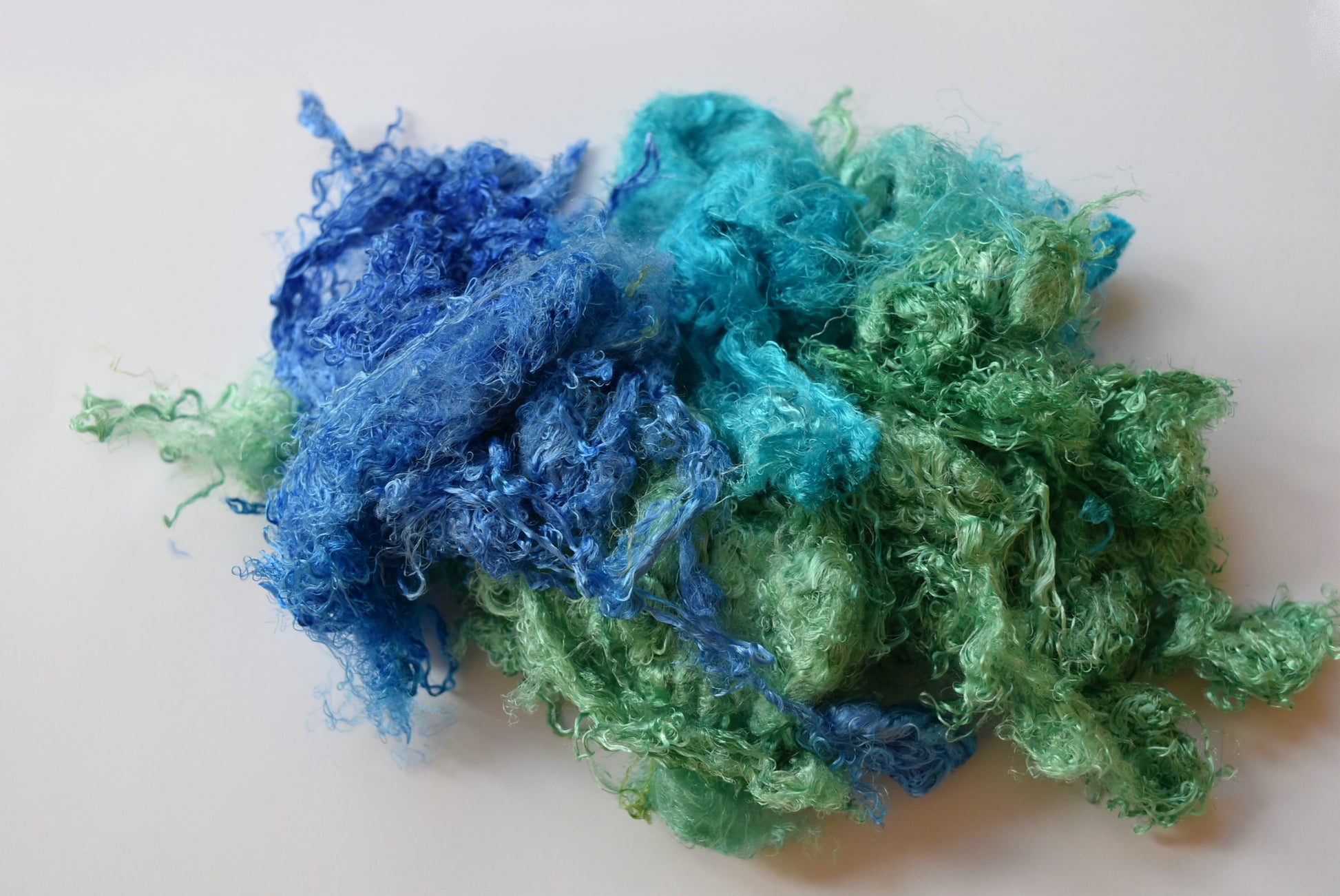 Silk Throwsters Waste Fibre Opal Blue Green Mix 20 grams 12344-Silk Throwster-3-Sally Ridgway Designs in Felt &amp; Fibre