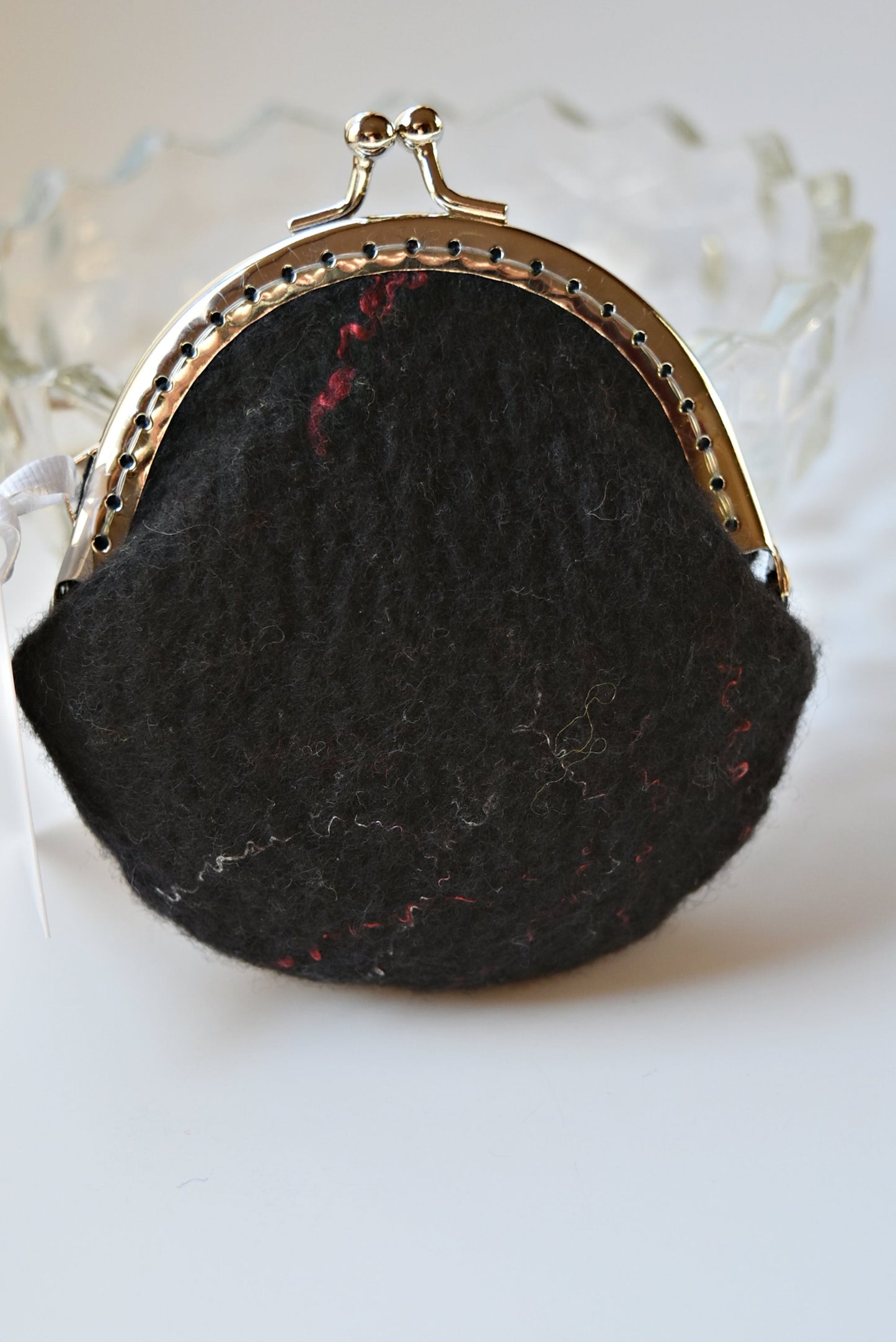 Wool Felt Coin Purse in Black Red White 12362-Coin Purse-3-Sally Ridgway Designs in Felt &amp; Fibre