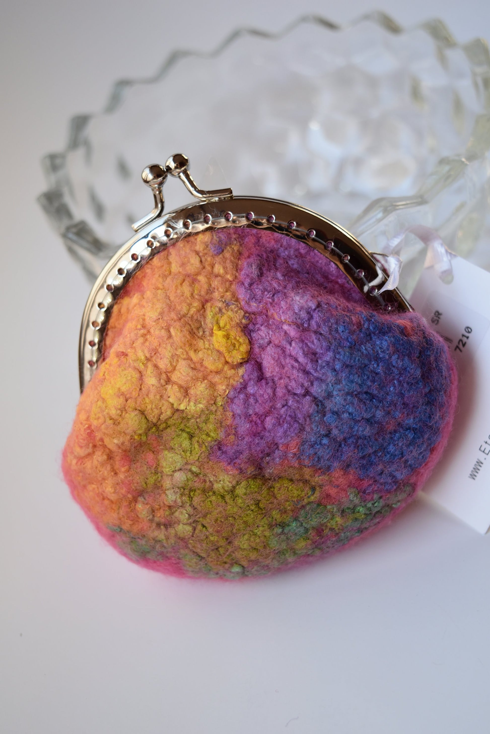 Wool Felted Purse Pink Multi 12363-Coin Purse-1-Sally Ridgway Designs in Felt &amp; Fibre
