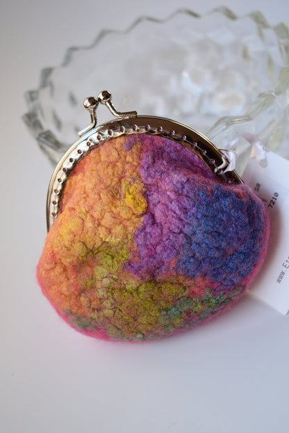 Wool Felted Purse Pink Multi 12363-Coin Purse-1-Sally Ridgway Designs in Felt &amp; Fibre