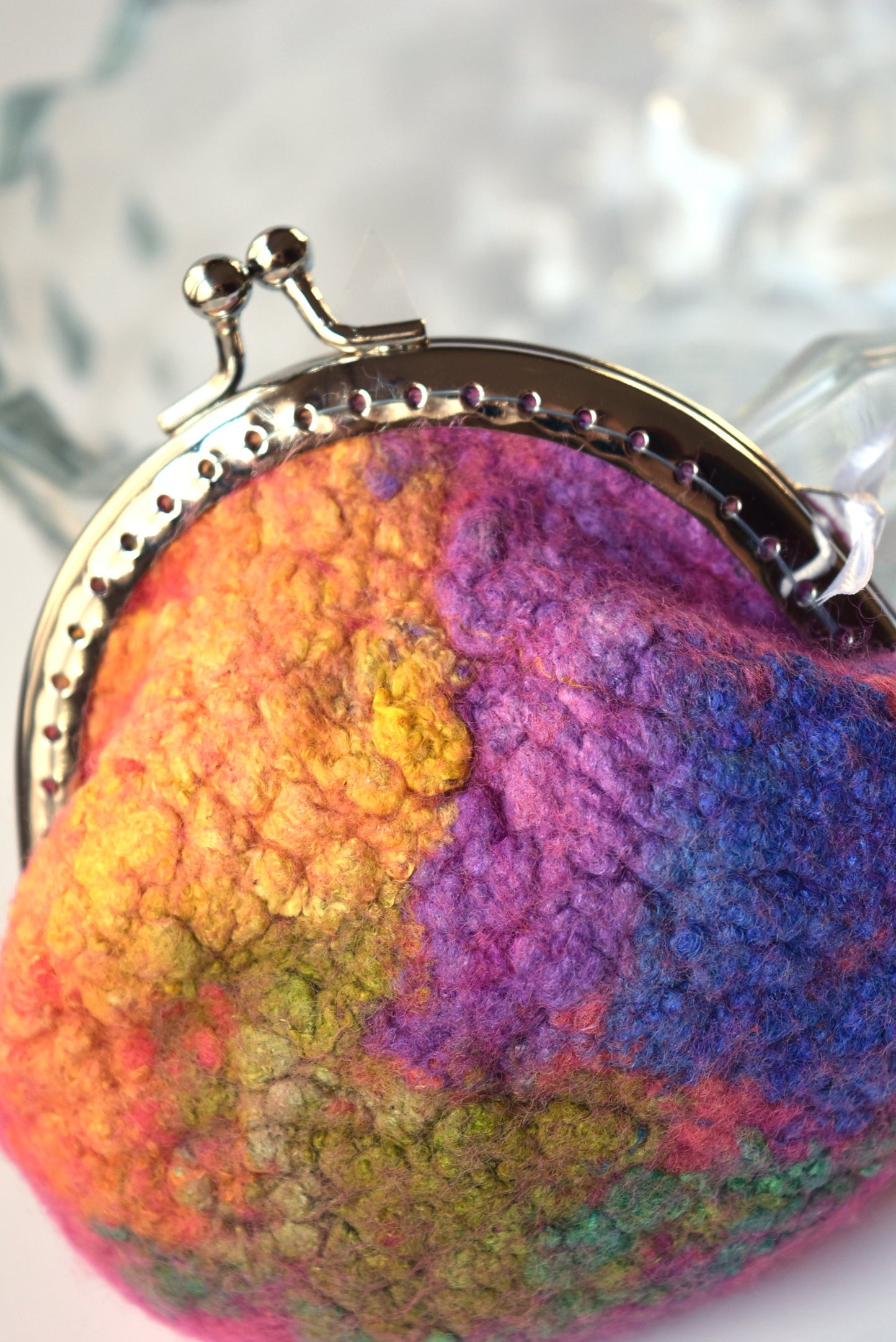 Wool Felted Purse Pink Multi 12363-Coin Purse-3-Sally Ridgway Designs in Felt &amp; Fibre