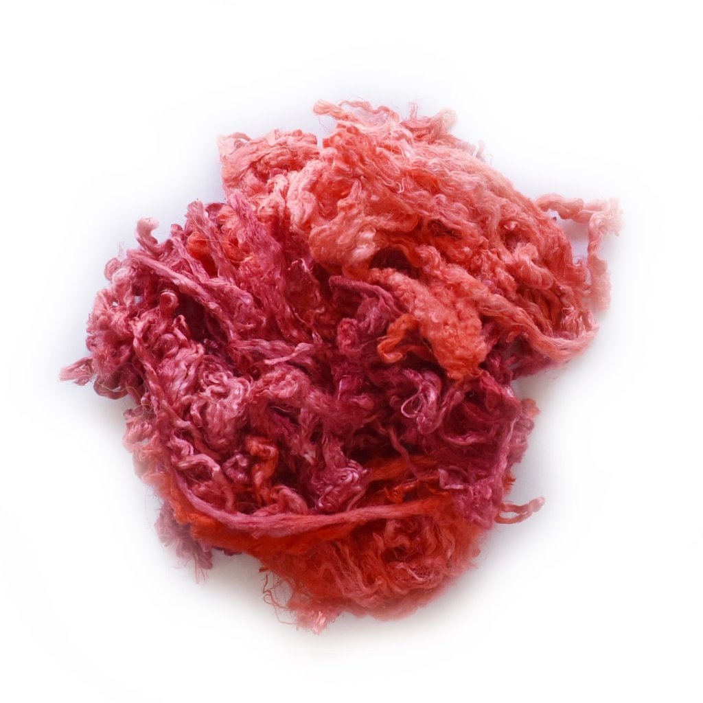 Mulberry Silk Throwster Waste Fibre Red Orange 20 grams 12628| Silk Throwster | Sally Ridgway | Shop Wool, Felt and Fibre Online