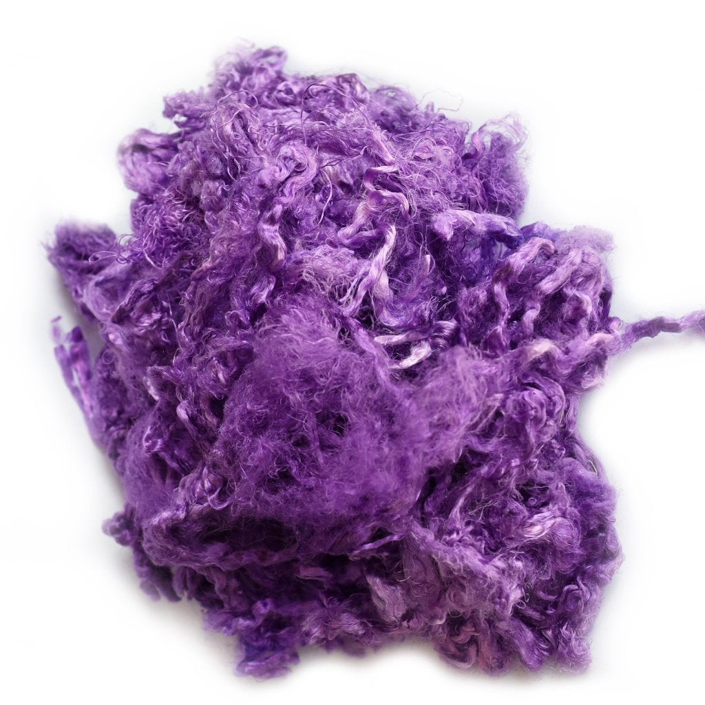 Mulberry Silk Throwster Waste Fibre Purple 20 grams 12630| Silk Throwster | Sally Ridgway | Shop Wool, Felt and Fibre Online