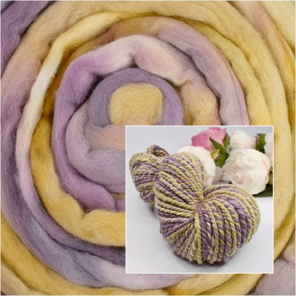 Hand Spun Tasmanian Merino Wool Chunky Yarn in Lilac and Ginger| Hand Spun Yarn | Sally Ridgway | Shop Wool, Felt and Fibre Online