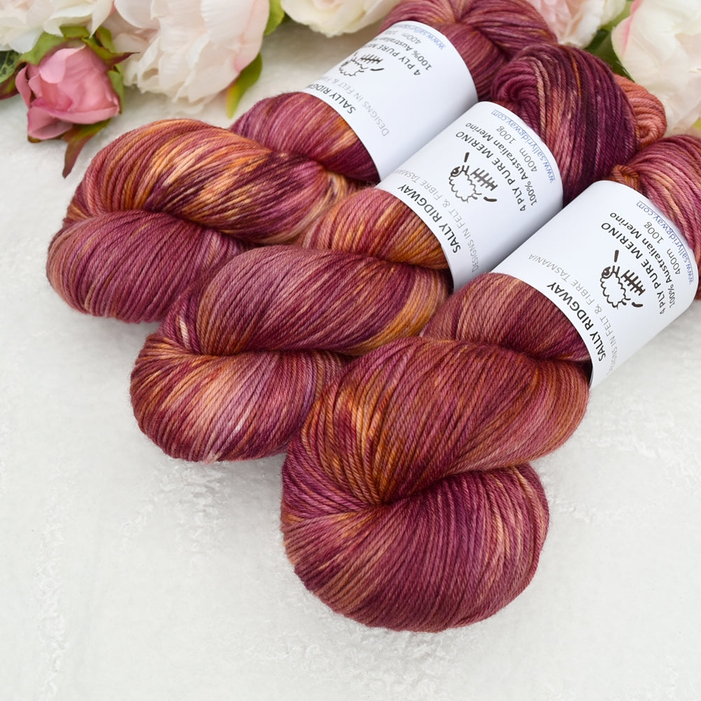 4 Ply Pure Australian Merino Wool Yarn Hand Dyed Apricot Delicious| 4 Ply Pure Merino Yarn | Sally Ridgway | Shop Wool, Felt and Fibre Online