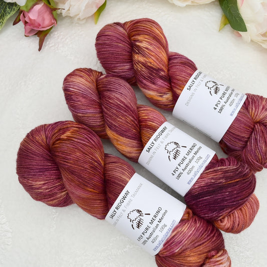 4 Ply Pure Australian Merino Wool Yarn Hand Dyed Apricot Delicious| 4 Ply Pure Merino Yarn | Sally Ridgway | Shop Wool, Felt and Fibre Online