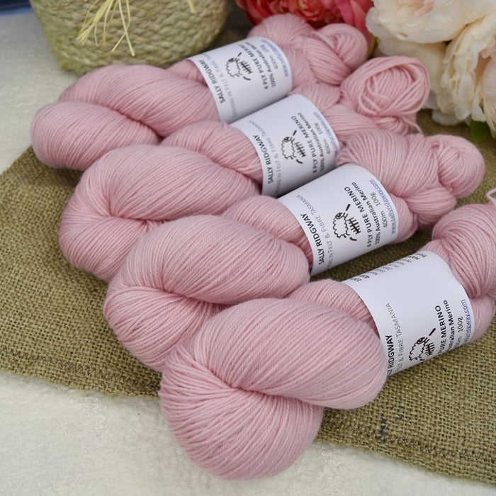 4 Ply Pure Australian Merino Wool Yarn Hand Dyed Baby Pink| 4 Ply Pure Merino Yarn | Sally Ridgway | Shop Wool, Felt and Fibre Online