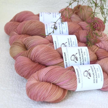 4 Ply Pure Australian Merino Wool Yarn Hand Dyed Russet Pink 13260| 4 Ply Pure Merino Yarn | Sally Ridgway | Shop Wool, Felt and Fibre Online
