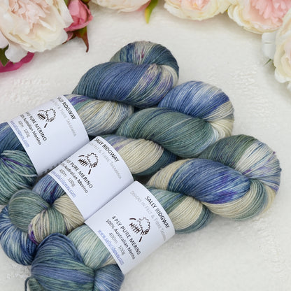 4 Ply Pure Australian Merino Wool Yarn Hand Dyed Stormy Sea| 4 Ply Pure Merino Yarn | Sally Ridgway | Shop Wool, Felt and Fibre Online