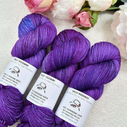 4 ply Supreme Sock Yarn Hand Dyed Blueberry Swoon 13381| Sock Yarn | Sally Ridgway | Shop Wool, Felt and Fibre Online