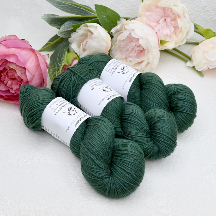 4 ply Supreme Sock Yarn Hand Dyed Bottle Green| Sock Yarn | Sally Ridgway | Shop Wool, Felt and Fibre Online