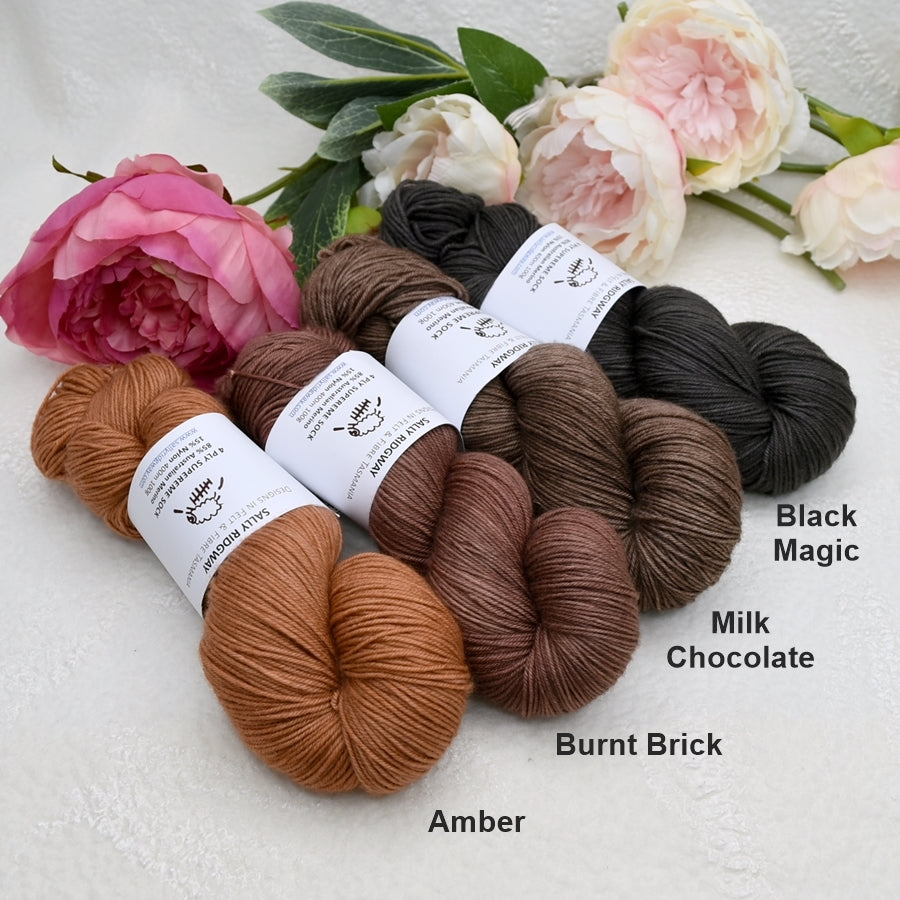 4 ply Supreme Sock Yarn Hand Dyed Amber| Sock Yarn | Sally Ridgway | Shop Wool, Felt and Fibre Online