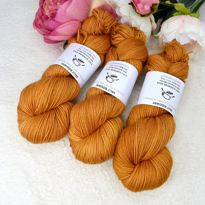 4 ply Supreme Sock Yarn Hand Dyed Cinnamon| Sock Yarn | Sally Ridgway | Shop Wool, Felt and Fibre Online
