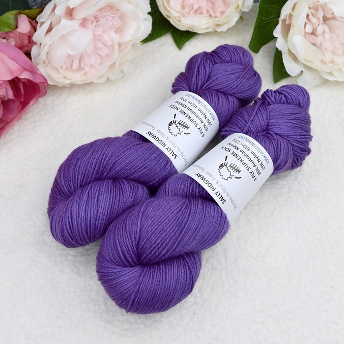 4 ply Supreme Sock Yarn Hand Dyed Egyptian Purple| Sock Yarn | Sally Ridgway | Shop Wool, Felt and Fibre Online