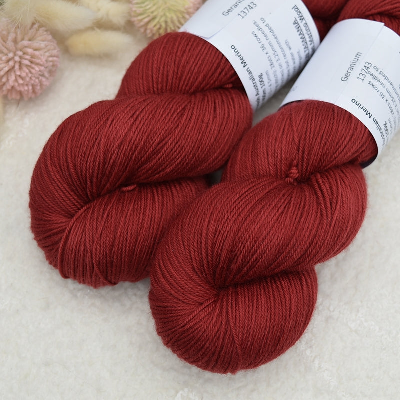 4 ply Supreme Sock Yarn Hand Dyed Geranium| Sock Yarn | Sally Ridgway | Shop Wool, Felt and Fibre Online