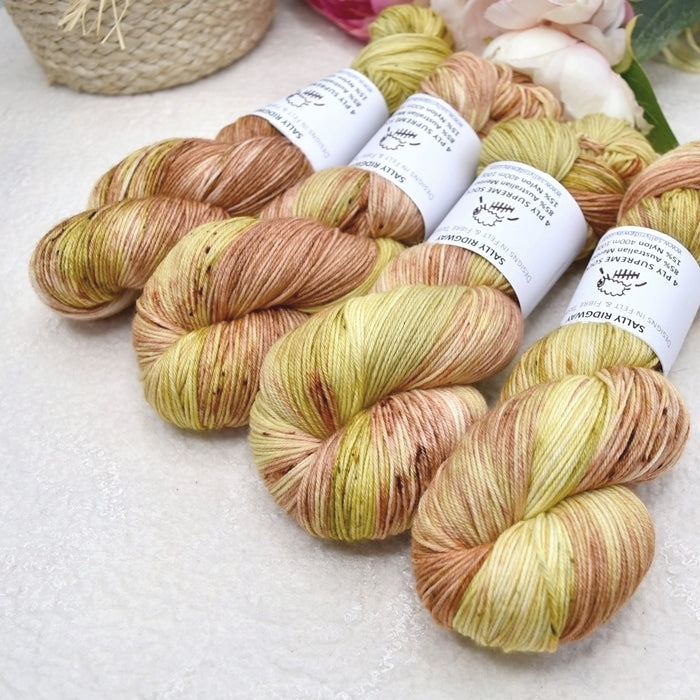 4 ply Supreme Sock Yarn Hand Dyed Ginger Biscuit 13419| Sock Yarn | Sally Ridgway | Shop Wool, Felt and Fibre Online