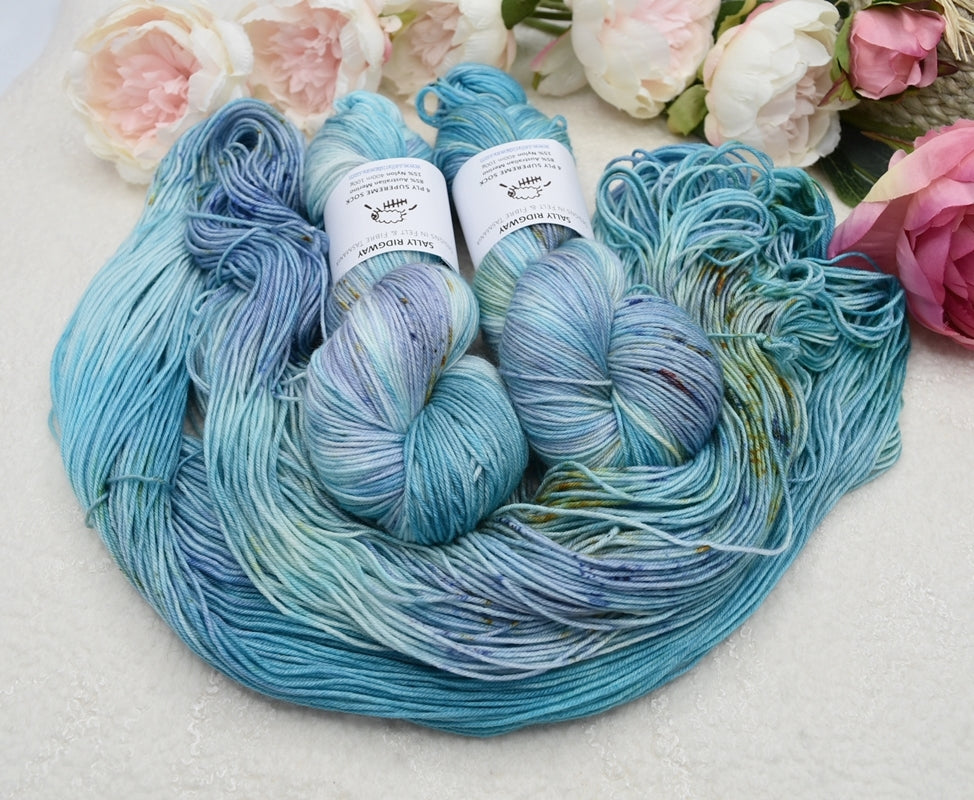 4 ply Supreme Sock Yarn Hand Dyed Lagoon| Sock Yarn | Sally Ridgway | Shop Wool, Felt and Fibre Online