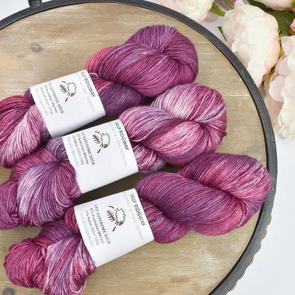 4 ply Supreme Sock Yarn Hand Dyed Raspberry Crush| Sock Yarn | Sally Ridgway | Shop Wool, Felt and Fibre Online