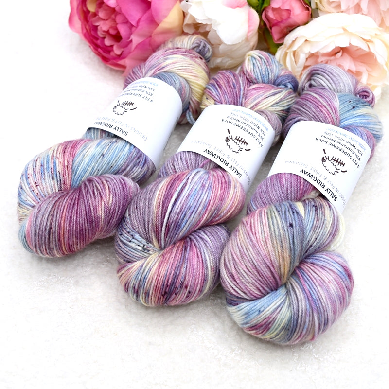 4 ply Supreme Sock Yarn Hand Dyed Rose Posy| Sock Yarn | Sally Ridgway | Shop Wool, Felt and Fibre Online