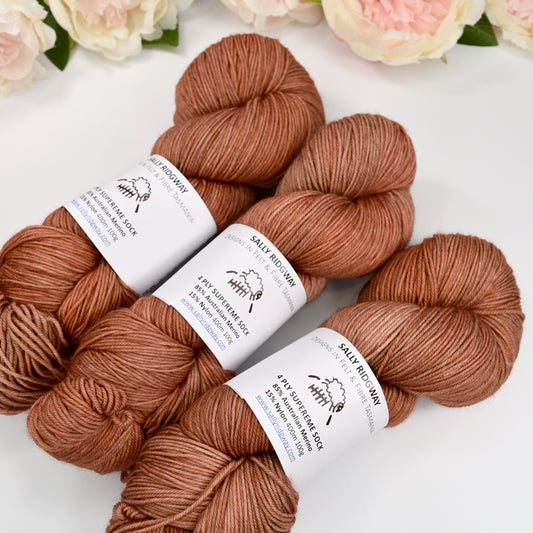 4 ply Supreme Sock Yarn Hand Dyed Sienna| Sock Yarn | Sally Ridgway | Shop Wool, Felt and Fibre Online