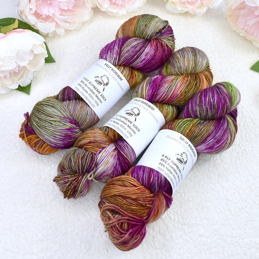 4 ply Supreme Sock Yarn Hand Dyed Tulip| Sock Yarn | Sally Ridgway | Shop Wool, Felt and Fibre Online