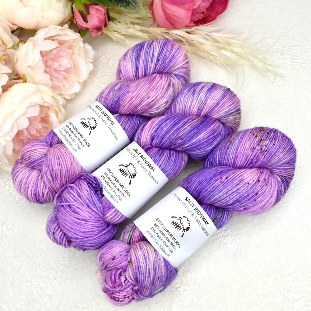 4 ply Supreme Sock Yarn Hand Dyed Viola 13371| Sock Yarn | Sally Ridgway | Shop Wool, Felt and Fibre Online