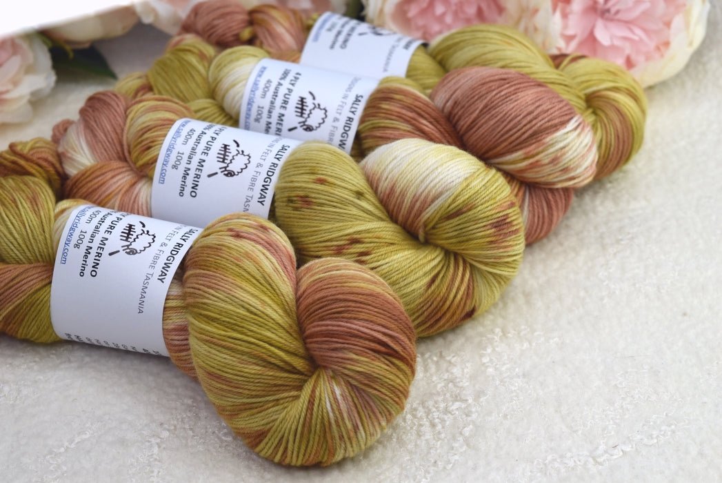 4 Ply Pure Australian Merino Wool Yarn Hand Dyed Ginger Biscuit| 4 Ply Pure Merino Yarn | Sally Ridgway | Shop Wool, Felt and Fibre Online