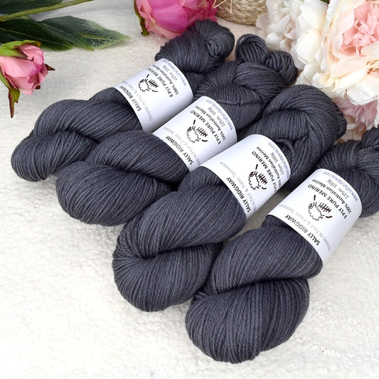 8 Ply DK Pure Merino Wool Yarn in Coal Mine| 8 ply Pure Merino Yarn | Sally Ridgway | Shop Wool, Felt and Fibre Online