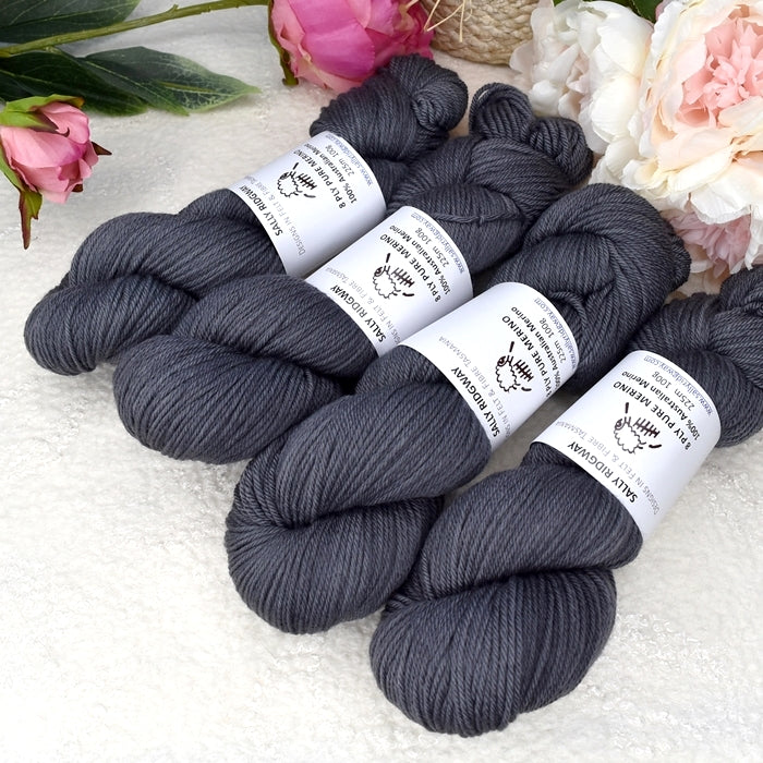8 Ply DK Pure Merino Wool Yarn in Coal Mine| 8 ply Pure Merino Yarn | Sally Ridgway | Shop Wool, Felt and Fibre Online