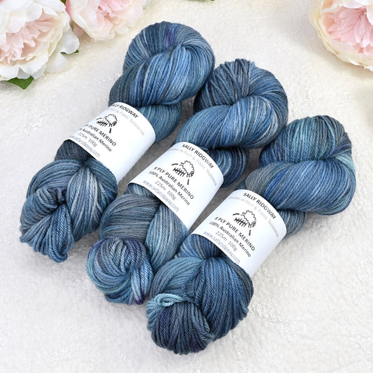 8 Ply DK Pure Merino Wool Yarn in Midnight Blues| 8 ply Pure Merino Yarn | Sally Ridgway | Shop Wool, Felt and Fibre Online