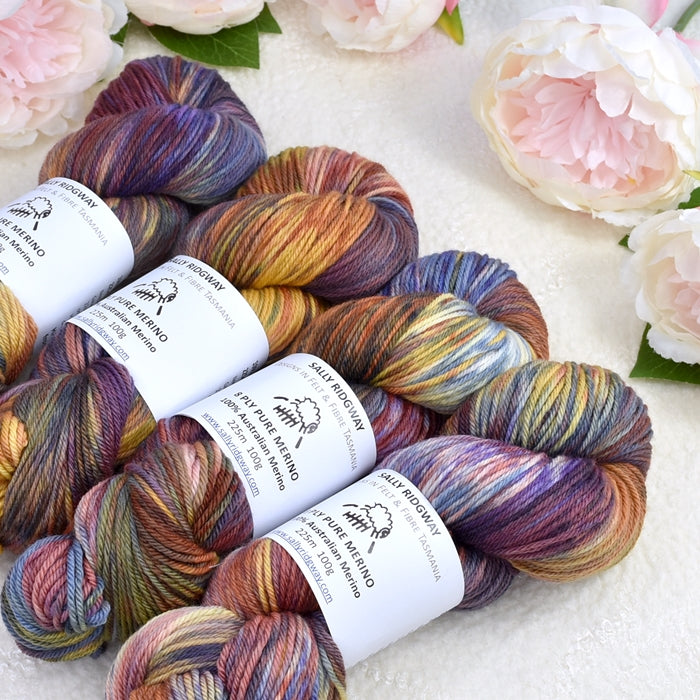 8 Ply DK Pure Merino Wool Yarn in Stained Glass| 8 ply Pure Merino Yarn | Sally Ridgway | Shop Wool, Felt and Fibre Online