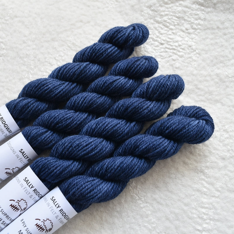 8 Ply Supreme Sock Mini Skein in Steel Blue| 8 Ply Mini Skeins | Sally Ridgway | Shop Wool, Felt and Fibre Online
