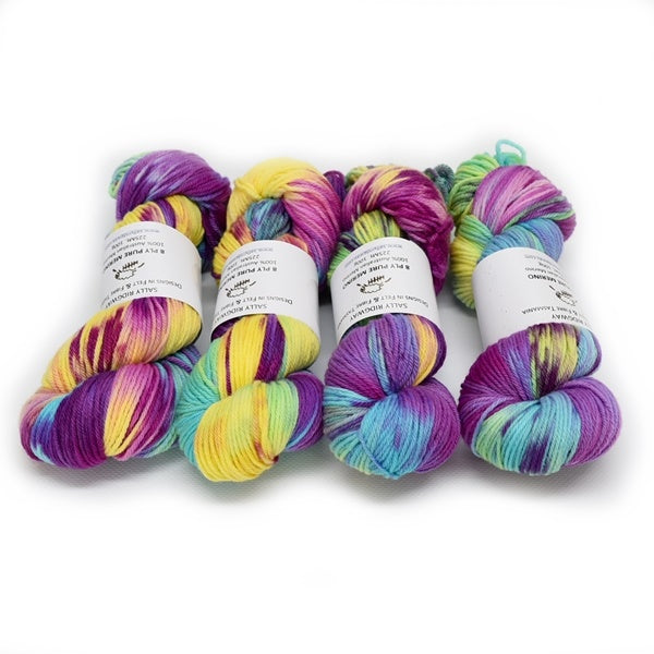 8 Ply DK Pure Merino Wool Yarn - Summer Rainbow 12855| 8 ply Pure Merino Yarn | Sally Ridgway | Shop Wool, Felt and Fibre Online