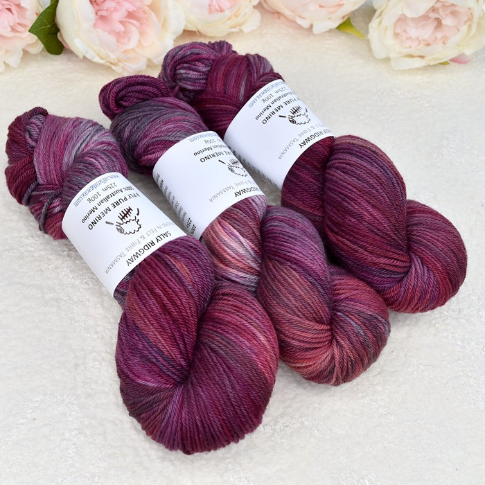 8 Ply Pure Merino Wool Knitting Yarn Hand Dyed Blackberry 12801| 8 ply Pure Merino Yarn | Sally Ridgway | Shop Wool, Felt and Fibre Online