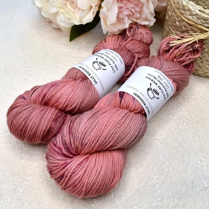 8 Ply Pure Merino Wool Knitting Yarn in Crushed Coral 12607| 8 ply Pure Merino Yarn | Sally Ridgway | Shop Wool, Felt and Fibre Online