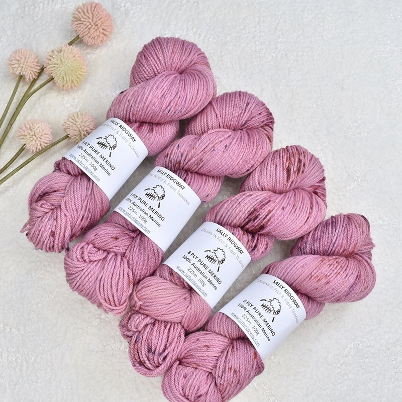 8 Ply Pure Merino Wool Knitting Yarn Hand Dyed Spotted Blossom| 8 ply Pure Merino Yarn | Sally Ridgway | Shop Wool, Felt and Fibre Online