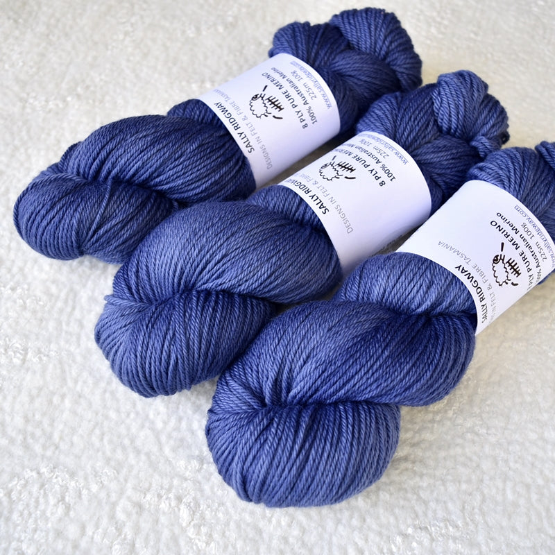 8 Ply Pure Merino Wool Yarn Hand Dyed in Steel Blue| 8 ply Pure Merino Yarn | Sally Ridgway | Shop Wool, Felt and Fibre Online