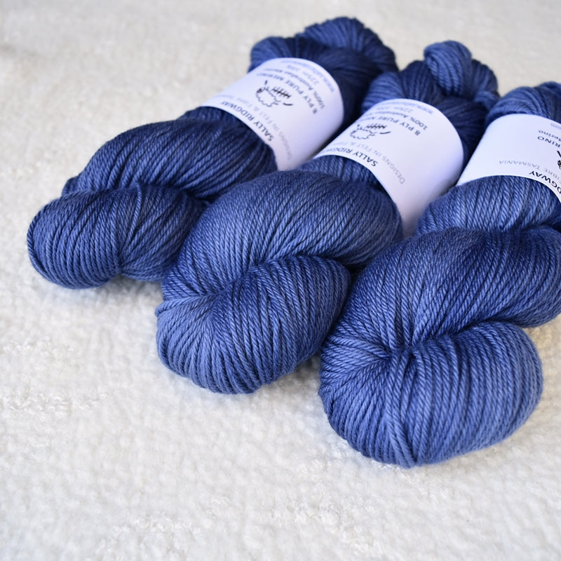 8 Ply Pure Merino Wool Yarn Hand Dyed in Steel Blue| 8 ply Pure Merino Yarn | Sally Ridgway | Shop Wool, Felt and Fibre Online