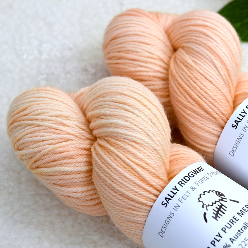 8 Ply Pure Merino Wool Yarn in Pale Apricot| 8 ply Pure Merino Yarn | Sally Ridgway | Shop Wool, Felt and Fibre Online