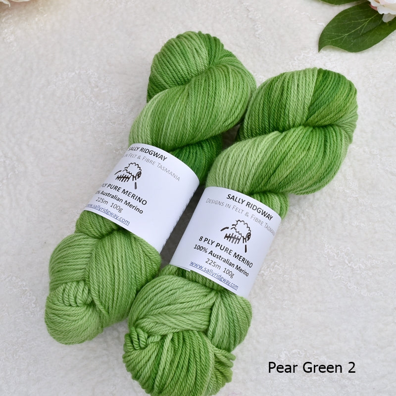 8 Ply Pure Merino Wool Yarn in Pear Green| 8 ply Pure Merino Yarn | Sally Ridgway | Shop Wool, Felt and Fibre Online