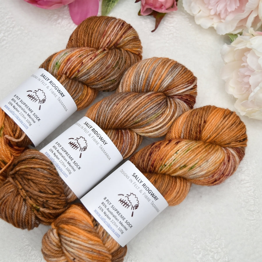 8 ply Supreme Sock in Amber Fleck| 8 Ply Supreme Sock | Sally Ridgway | Shop Wool, Felt and Fibre Online
