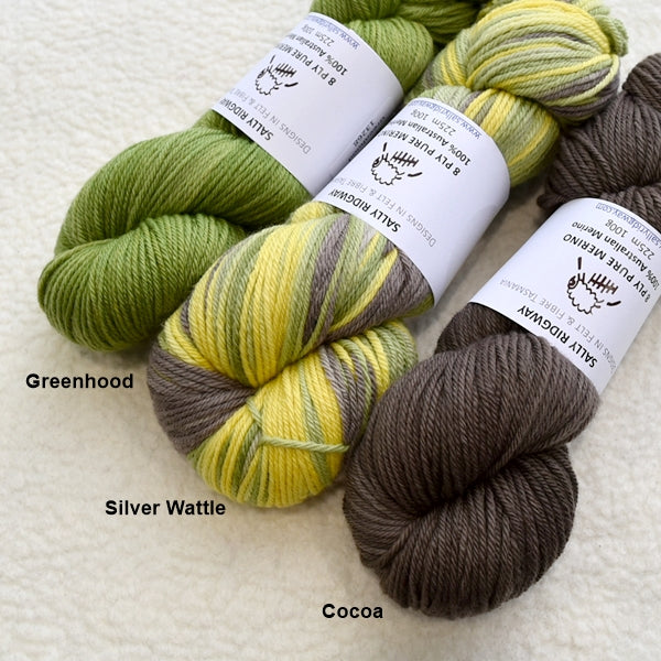 8 Ply Pure Merino Wool Yarn in Silver Wattle 13251| 8 ply Pure Merino Yarn | Sally Ridgway | Shop Wool, Felt and Fibre Online