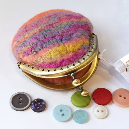 Apricot Wool Felted Coin Purse or Stitch Marker, Jewellery Pouch 12365-Coin Purse-1-Sally Ridgway Designs in Felt &amp; Fibre