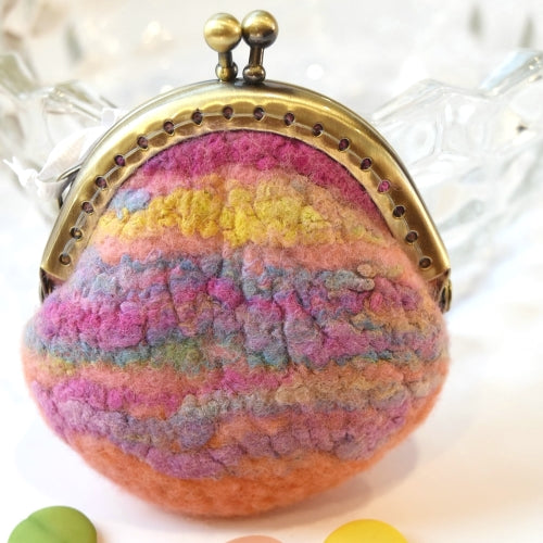 Apricot Wool Felted Coin Purse or Stitch Marker, Jewellery Pouch 12365-Coin Purse-2-Sally Ridgway Designs in Felt &amp; Fibre