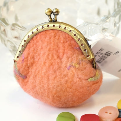 Apricot Wool Felted Coin Purse or Stitch Marker, Jewellery Pouch 12365-Coin Purse-3-Sally Ridgway Designs in Felt &amp; Fibre