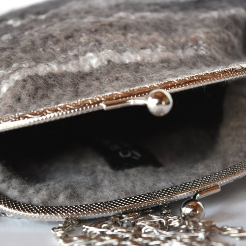 Black & Brown Clutch Evening Bag in Wool Felt 11734| Wool Felt Bags | Sally Ridgway | Shop Wool, Felt and Fibre Online
